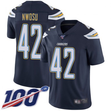 Los Angeles Chargers NFL Football Uchenna Nwosu Navy Blue Jersey Men Limited  #42 Home 100th Season Vapor Untouchable